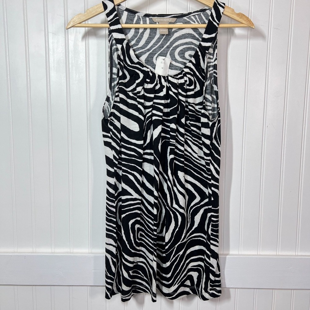 Banana Republic Top NWT Chic Whimsigoth Workwear Zebra Sleeveless Scoop Neck